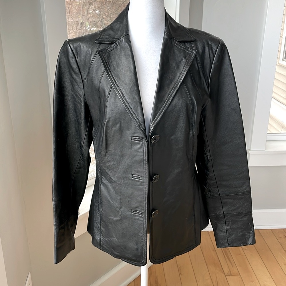 Vintage 90s East 5th Black Genuine Leather Jacket Size Small